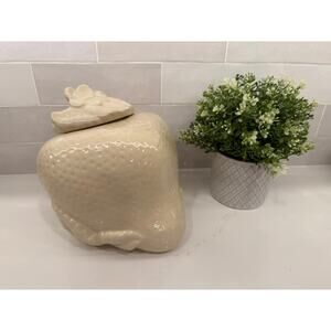 VTG Sears Ceramic Cream Strawberry Cookie Jar USA